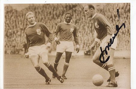 Jan Popluhar † 2011 CSSR WM 1958  Fußball Autogramm Foto  original signiert 