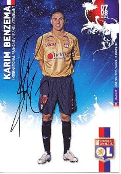 Karim Benzema  Olympique Lyon  Fußball Autogrammkarte original signiert 