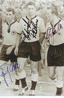 Helmut Rahn † 2003 & Fritz Walter † 2002 DFB Weltmeister WM 1954 & Uwe Seeler  Fußball Autogramm  Foto original signiert 