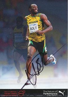 Usain Bolt Jamaika 8 x Olympiasieger Sprint Legende   Leichtathletik  Autogrammkarte  original signiert 