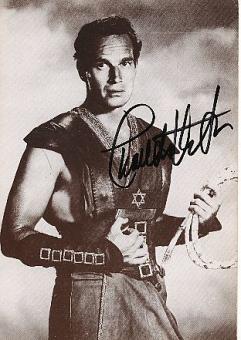 Charlton Heston † 2008  Film + TV Autogrammkarte original signiert 