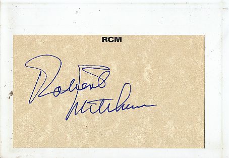 Robert Mitchum † 1997   Film & TV Autogramm Blatt original signiert 