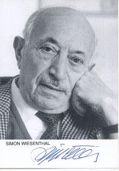Simon Wiesenthal † 2005  Architekt, Publizist und Schriftsteller  Autogrammkarte  original  signiert 