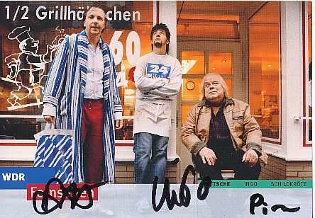 Dittsche Das wirlich wahre Leben Jon Flemming Olsen & Mr.Piggi & Olli Dittrich  ARD  Serien  TV  Autogrammkarte original signiert 