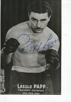 Laszlo Papp † 2003 Ungarn 3 x Olympiasieger Boxen  Autogrammkarte  original signiert 
