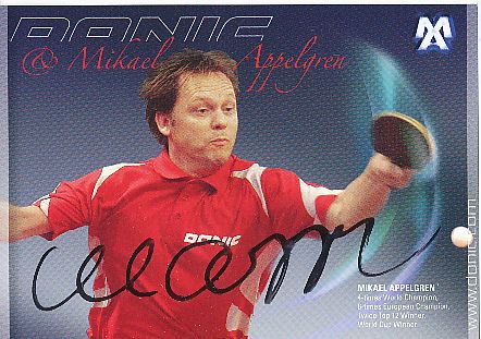 Mikael Appelgren  Schweden Tischtennis  Autogrammkarte original signiert 