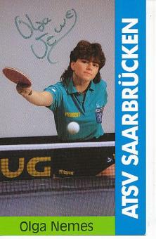 Olga Nemes  ATSV Saarbrücken  Tischtennis  Autogrammkarte original signiert 