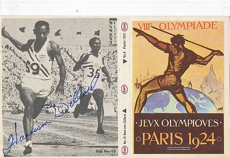 Harrison Dillard † 2009 USA 4 x Olympiasieger 1948 - 1952   Leichtathletik  Autogrammkarte Aufkleber original signiert 