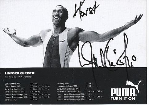 Linford Christie  GB  Leichtathletik  Autogrammkarte  original signiert 