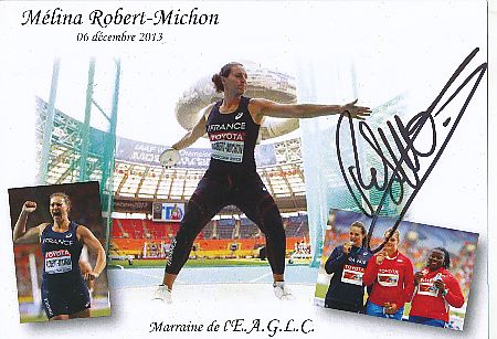 Melina Robert Michon   Frankreich  Leichtathletik  Autogrammkarte  original signiert 