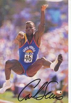 Carl Lewis USA 9 x Olympiasieger   Leichtathletik  Autogrammkarte Druck signiert 
