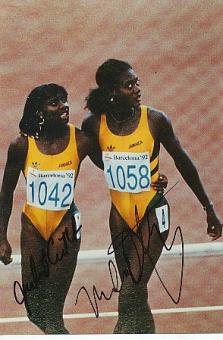 Juliet Cuthbert  &  Merlene Ottey   Jamaika  Leichtathletik  Autogramm Foto  original signiert 