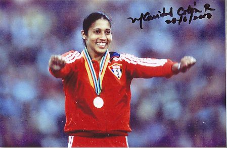 María Caridad Colon   Kuba  Leichtathletik  Autogramm Foto  original signiert 