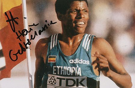 Haile Gebrselassie  Äthiopien   Leichtathletik  Autogramm Foto  original signiert 