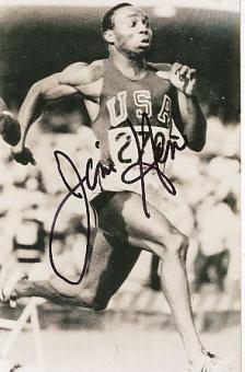 Jim Hines † 2023  USA  Leichtathletik  Autogramm Foto  original signiert 