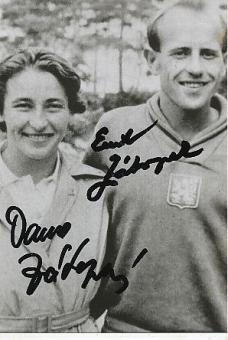Dana Zatopek † 2020 & Emil Zatopek † 2000 CSSR 4 x Olympiasieger 1948 + 1952   Leichtathletik  Autogramm Foto  original signiert 