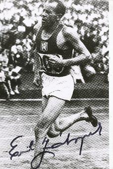 Emil Zatopek † 2000 CSSR 4 x Olympiasieger 1948 + 1952  Tschechien   Leichtathletik  Autogramm Foto  original signiert 