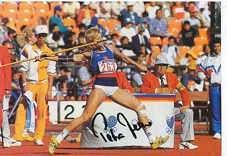 Petra Felke   DDR  Leichtathletik  Autogrammkarte  original signiert 