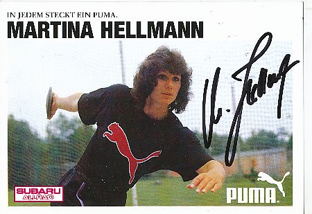Martina Hellmann   DDR  Leichtathletik  Autogrammkarte  original signiert 