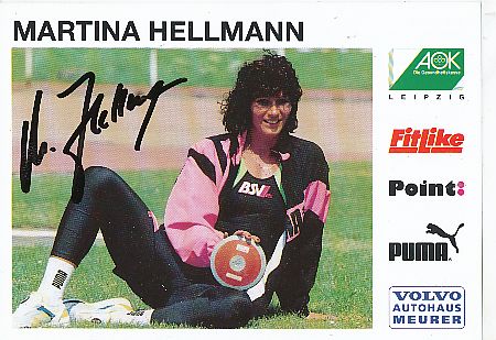 Martina Hellmann   DDR  Leichtathletik  Autogrammkarte  original signiert 