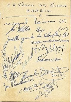 Vasco Da Gama  Brasilien  Bellini, Brito  usw.  Fußball Autogramm Blatt original signiert 