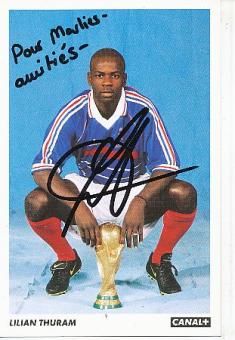 Lilian Thuram  Frankreich  Weltmeister WM 1998  Fußball Autogrammkarte original signiert 