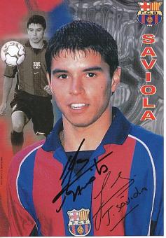 Javier Saviola   FC Barcelona  Fußball Autogrammkarte original signiert 