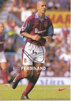 Rio Ferdinand  Westham United  Fußball Autogrammkarte original signiert 