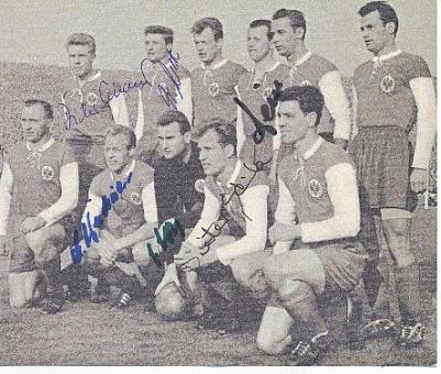 Eintracht Frankfurt 1959 Meister Team mit Lindner,Lutz,Stein,Weilbächer,Loy,Stinka  Fußball Autogrammkarte  original signiert 