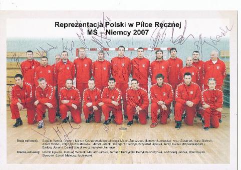 Polen  Nationalteam WM  2007  fast komplett  Handball Autogrammkarte original signiert 