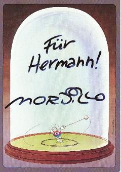 Guillermo Mordillo † 2019  Argentinien  Zeichner Humor  Künstler Autogrammkarte  original signiert 