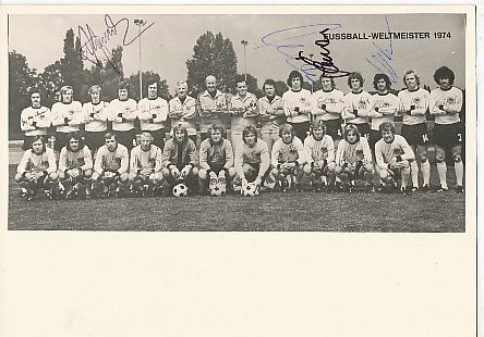 DFB Weltmeister WM 1974 mit Gerd Müller, Jürgen Grabowski, Cullmann, Schwarzenbeck Fußball  Autogrammkarte  original signiert 