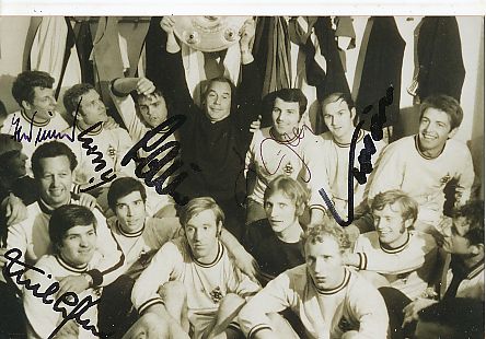 Borussia Mönchengladbach mit Wimmer, Müller, Köppel usw.  Fußball Autogramm Mannschafts Foto original signiert 
