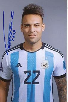 Lautaro Martinez  Argentinien Weltmeister WM 2022  Fußball  Autogramm Foto  original signiert 