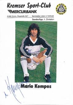 Mario Kempes Argentinien Weltmeister WM 1978  Kremser SC   Fußball Autogramm Bild original signiert 