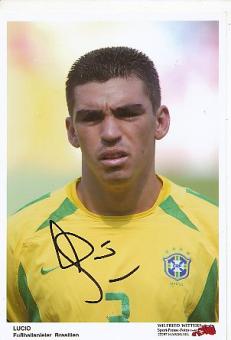 Lucio Brasilien Weltmeister WM 2002  Fußball Autogramm Foto original signiert 