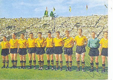 Borussia Dortmund  1963  Mannschaftsblatt  9 x signiert  Fußball   Autogrammbild  original signiert 