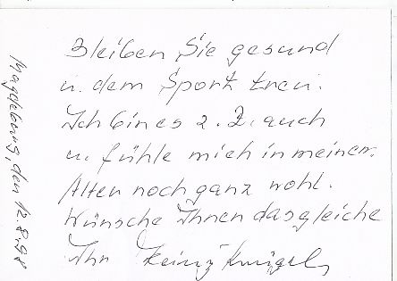 Heinz Krügel † 2008 Meister Trainer FC Magdeburg  Fußball Autogramm Karte original signiert 