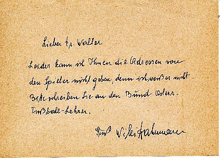 Wilhelm „Willy“ Hahnemann † 1991 DFB WM 1938  Fußball Autogramm Blatt original signiert 