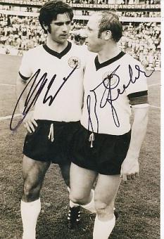 Gerd Müller † 2021  DFB Weltmeister WM 1974 &  Uwe Seeler † 2022 Fußball Autogramm  Foto original signiert 