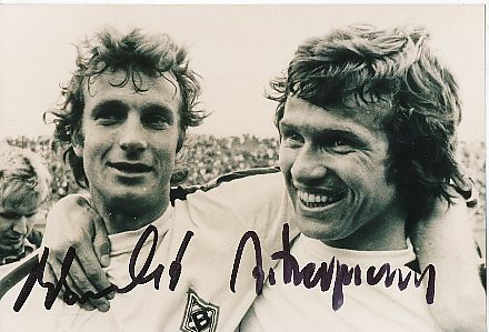 Jupp Heynckes & Rainer Bonhof  Borussia Mönchengladbach  Fußball Autogramm Foto original signiert 
