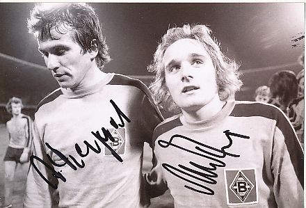 Jupp Heynckes & Allan Simonsen  Borussia Mönchengladbach  Fußball Autogramm Foto original signiert 
