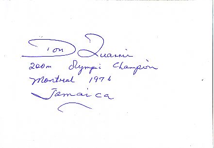 Donald Quarrie Jamaika Olympiasieger 1976    Leichtathletik  Autogramm Karte original signiert 