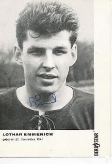Lothar Emmerich † 2003   BVB Borussia Dortmund  Fußball Autogrammkarte original signiert 