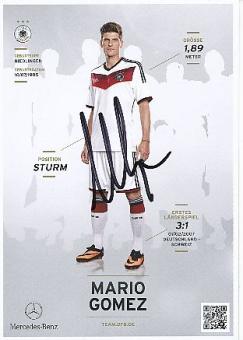 Mario Gomez DFB 2014  Fußball Autogrammkarte original signiert 