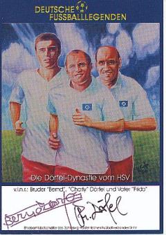 Bernd & Gert "Charly" Dörfel  Hamburger SV  Fußball  Autogrammkarte original signiert 