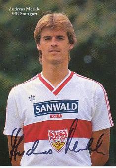 Andreas Merkle  1986/87 VFB Stuttgart  Fußball Autogrammkarte original signiert 