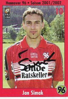 Jan Simak   Hannover 96  Fußball Autogrammkarte original signiert 