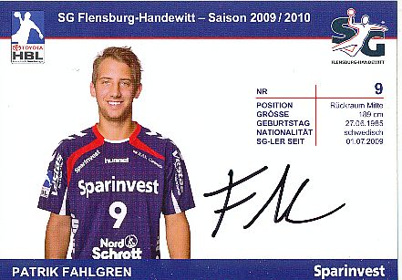 Patrik Fahlgren   SG Flensburg Handewitt  Handball Autogrammkarte original signiert 