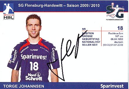 Torge Johannsen    SG Flensburg Handewitt  Handball Autogrammkarte original signiert 